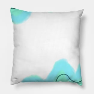 Green blue watercolor abstract art Pillow