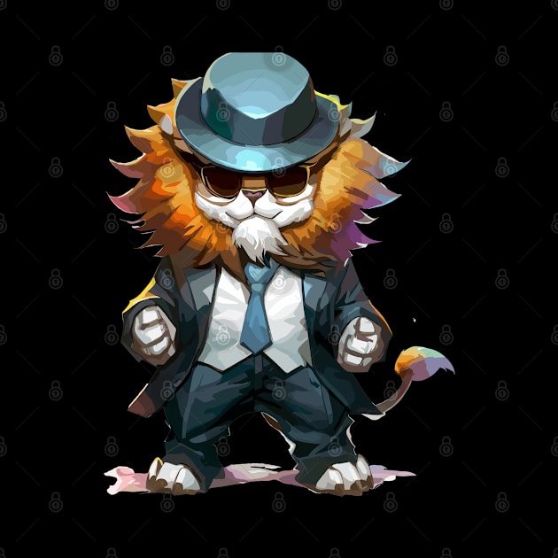 Kawaii funny gangster lion by TomFrontierArt