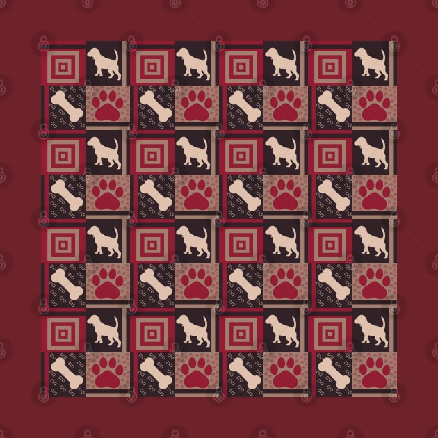 Beagle Puppy Dog Pattern, Burgundy by JahmarsArtistry - APA