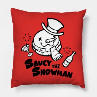 Saucy The Snowman - Black Outlined Version Pillow