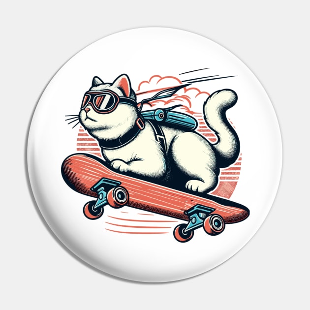 cat skateboard Pin by AlephArt