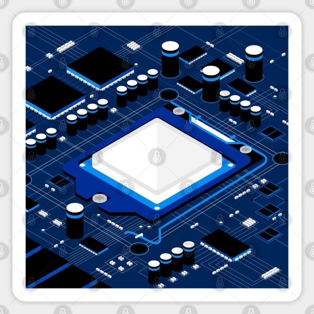 CPU And Circuits Computer Background - Blue - Sticker | TeePublic