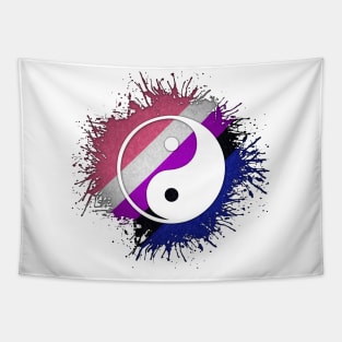 Paint Splatter Gender Fluid Pride Flag Yin and Yang Symbol Tapestry