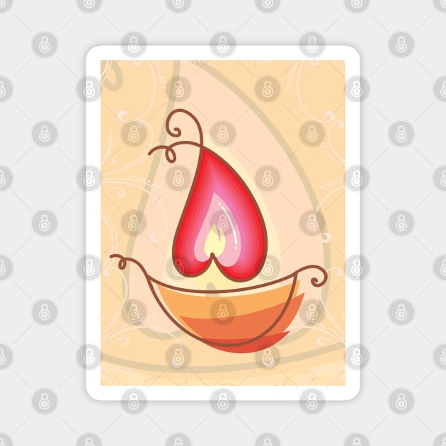 Decorative Oil Lamp Diwali Festival of Light Greeting For Everyone Magnet by GeeTee