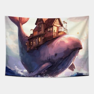 Fantasy family on whale Tapestry