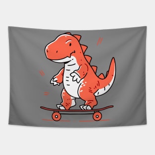Cute Skateboarding Dinosaur Tapestry