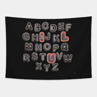 ABC Alphabet I Love You English Teacher Valentines Day Gift Tapestry