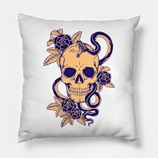 floral snake and skull Pillow