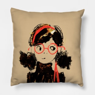 Glasses girl in red headband Pillow