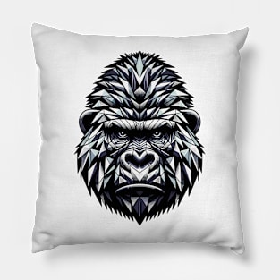 Abstract Geometric Gorilla - Black and White Design Pillow