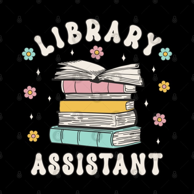 Library Assistant Retro Groovy Librarian Assistent Book Lover by FloraLi