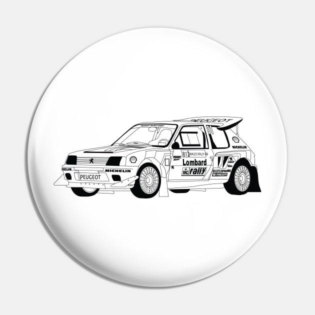 Peugeot 205 Black Outline Pin by kindacoolbutnotreally