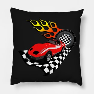 Racecar & Checkered Flag Design, Cool Birthday Gift & Home Decor for Boys Pillow