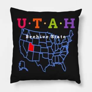 Utah, USA. Beehive State. (With Map) Pillow