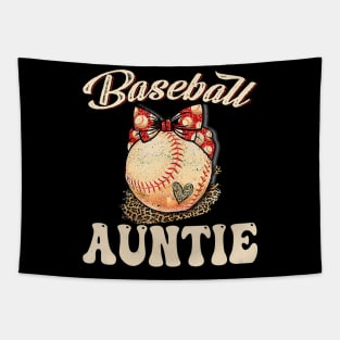 Softball Baseball Auntie Leopard Mother'S Day Tapestry