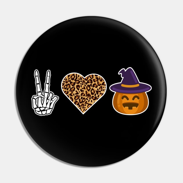 Peace Love Halloween Pumpkin Gift Pin by Daimon