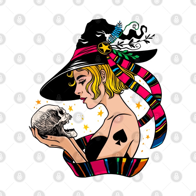 Beautiful witch holding a skull by OccultOmaStore