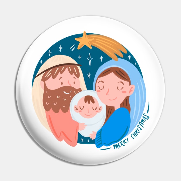 Nativity Hand Drawn Pin by Mako Design 