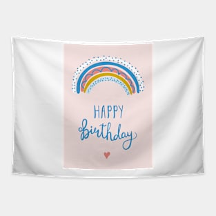 Birthday congratulations with lettering and rainbow Tapestry