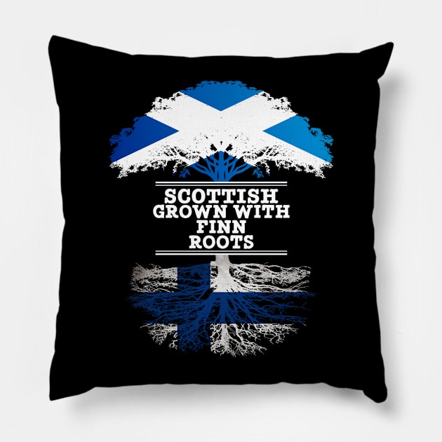 Scottish Grown With Finn Roots - Gift for Finnish With Roots From Finland Pillow by Country Flags