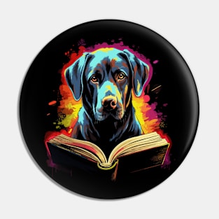 Labrador Retriever Reads Book Pin