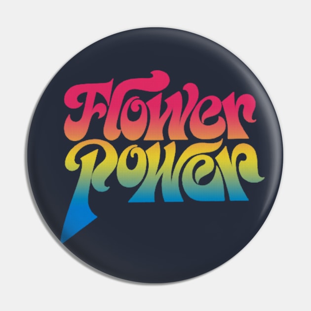 Flower Power - Retro Psychedelic Typography Design Pin by DankFutura