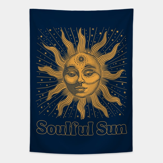 Soulful Sun Vintage Zen  Illustration Tapestry by LoffDesign