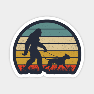 Bigfoot Sasquatch Walking Cane Corso Dog Vintage Hiking Magnet