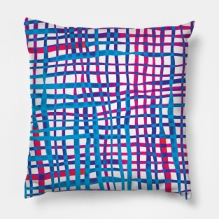 Watercolor doodle gingham - purple and blue Pillow