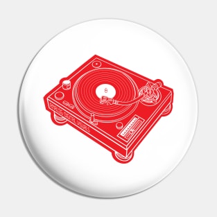 Turntable (White Lines + Red Drop Shadow) Analog / Music Pin