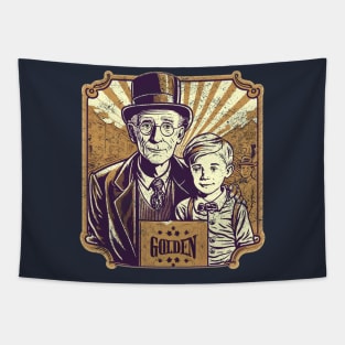 Willy Wonka Golden Ticket Tapestry