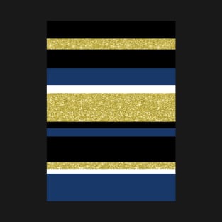 Gold navy blue stripes pattern T-Shirt