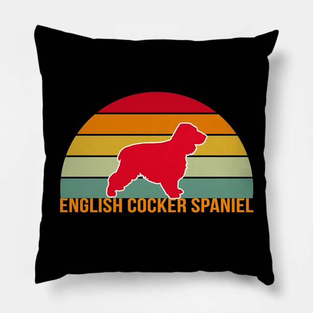 English Cocker Spaniel Vintage Silhouette Pillow by khoula252018