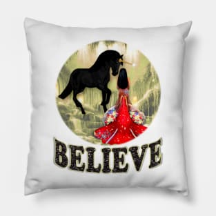 Believe. Unicorn and Mermaid Pillow