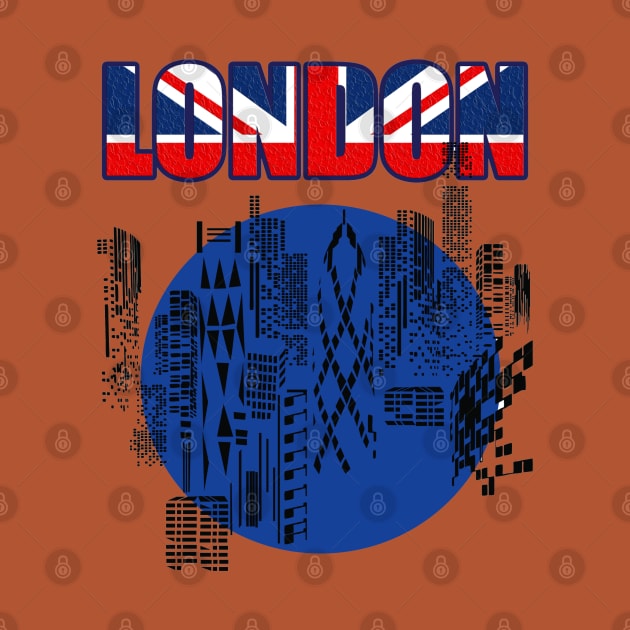 London, London Skyline Design with Sleek Outline and Flag Title by Lighttera