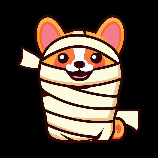 Corgi Mummy Costume Halloween Retro Colorful by BetterManufaktur