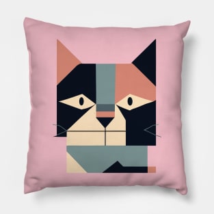 Geometric funny Cat Face Abstract Shapes Pillow