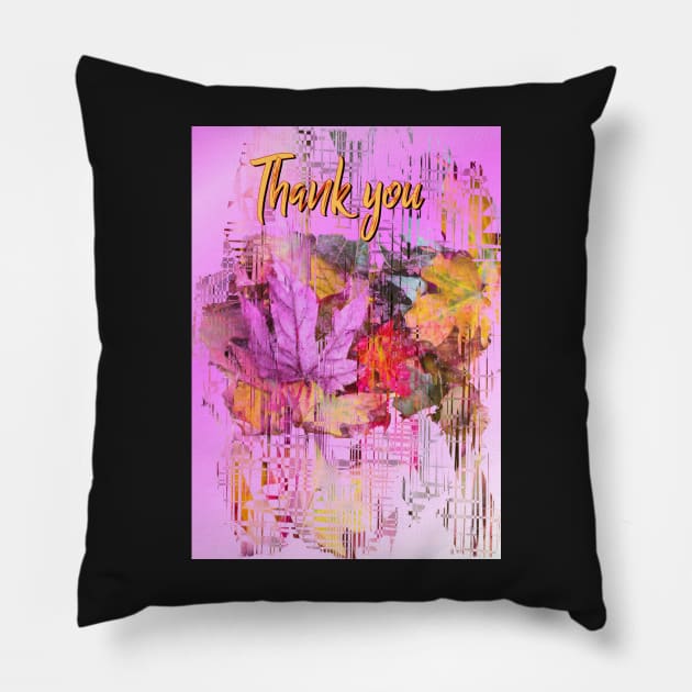 Thank you card - rainbow autumn leaves Pillow by Happyoninside