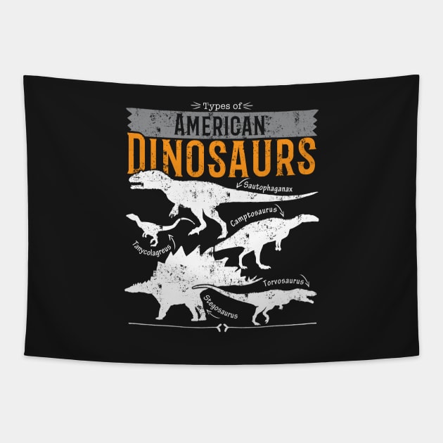 Types of Dinosaur tshirt - educational gift for dinosaur fans Tapestry by Diggertees4u