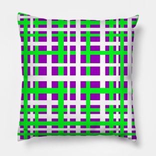 Interlocking Stripes Black Green Purple Pillow