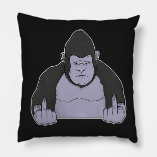 Grumpy Gorilla Holding Middle Finger Pillow