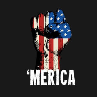 Merica We Stand For The Flag Patriot Fist T-Shirt