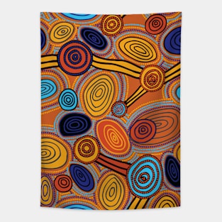 Aboriginal Art - Skipping Stones Repeat Tapestry
