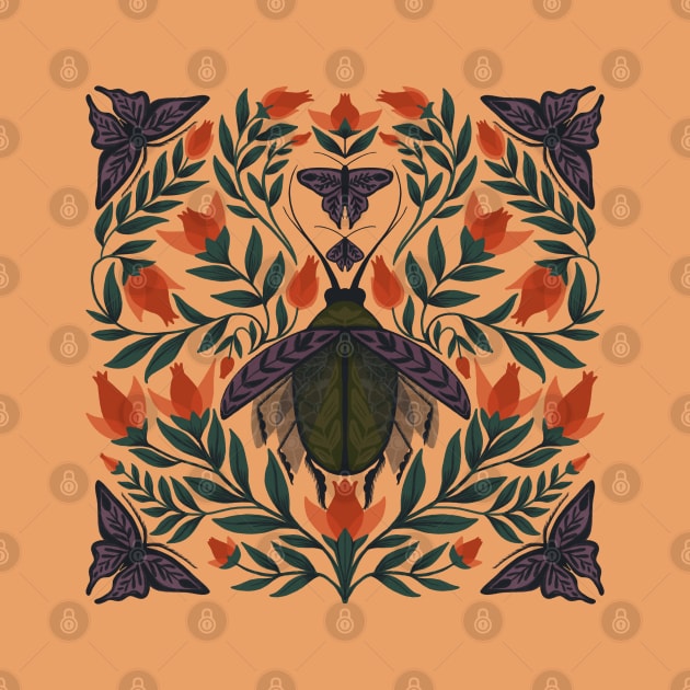 Beetle and Butterfly Botanical Design by haleyum