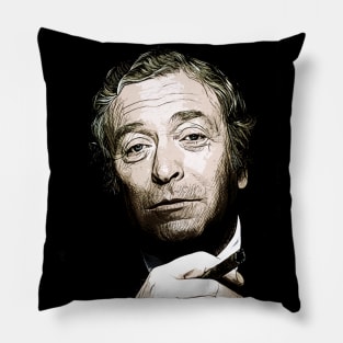 Michael Caine Abstract Portrait Fan Art Tribute to a Legend Pillow