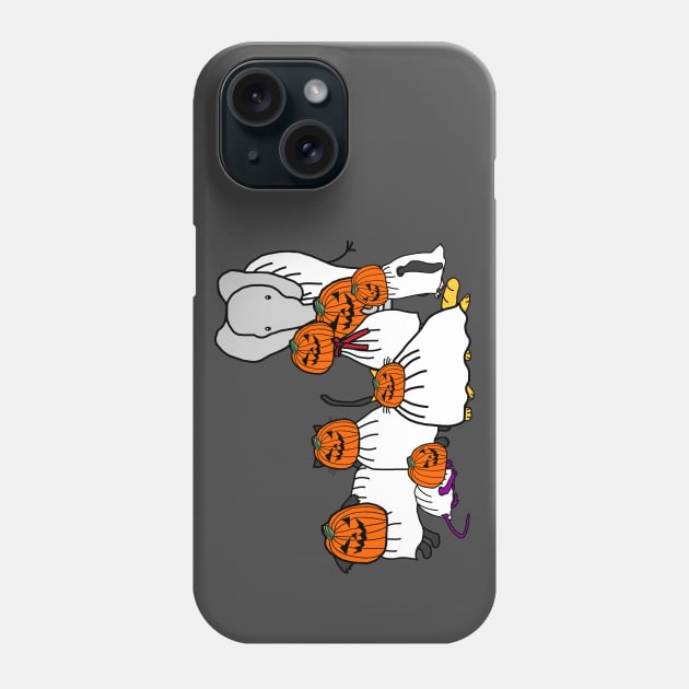 Cute Animals at Halloween Party Phone Case by ellenhenryart