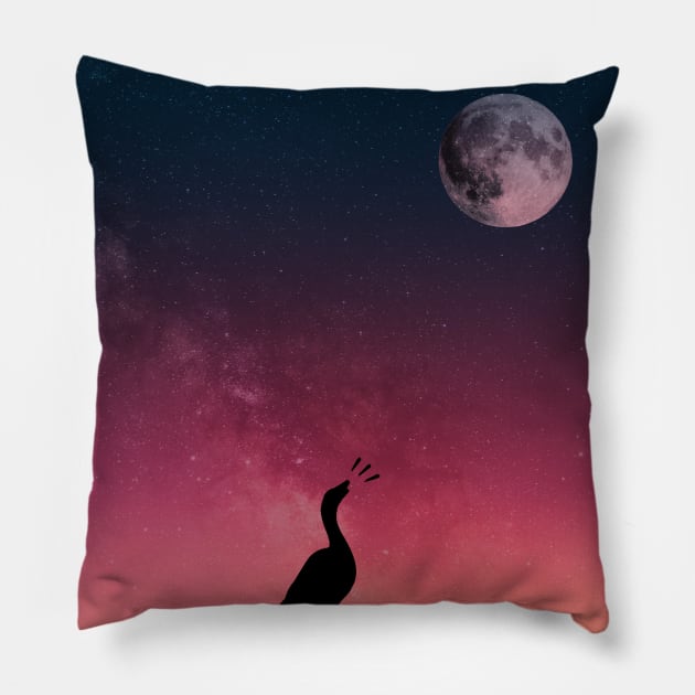 Honk at the moon Pillow by dankdesigns