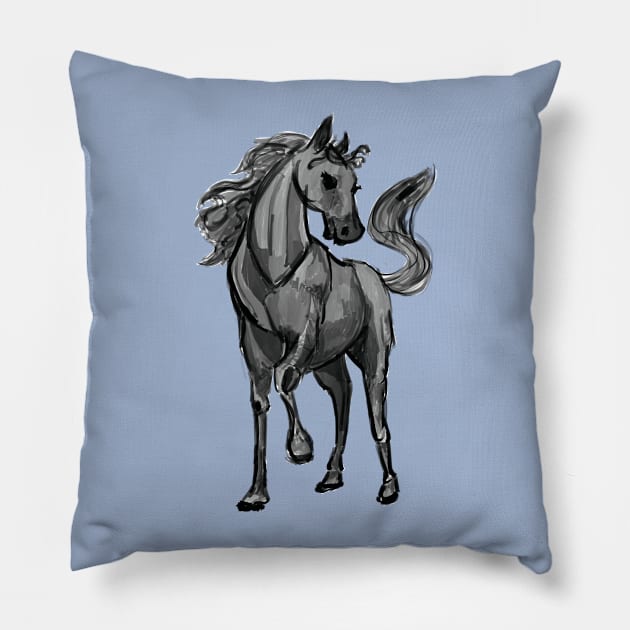 Horse sketch Pillow by sbyrd95