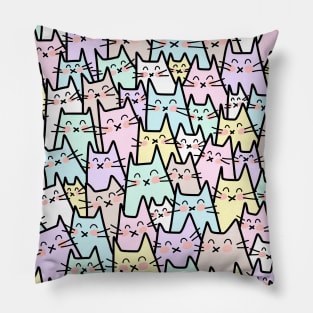 Cat Party - Pastel Pillow