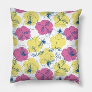 Tropical Hibiscus Flowers Pillow